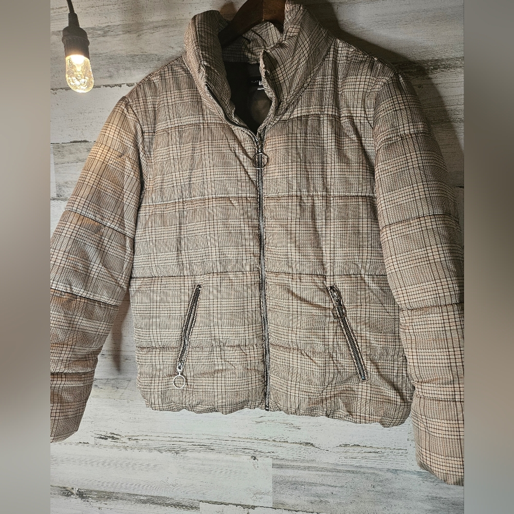 Slate and Willow Plaid Puffer Jacket Womens Size Small nwot